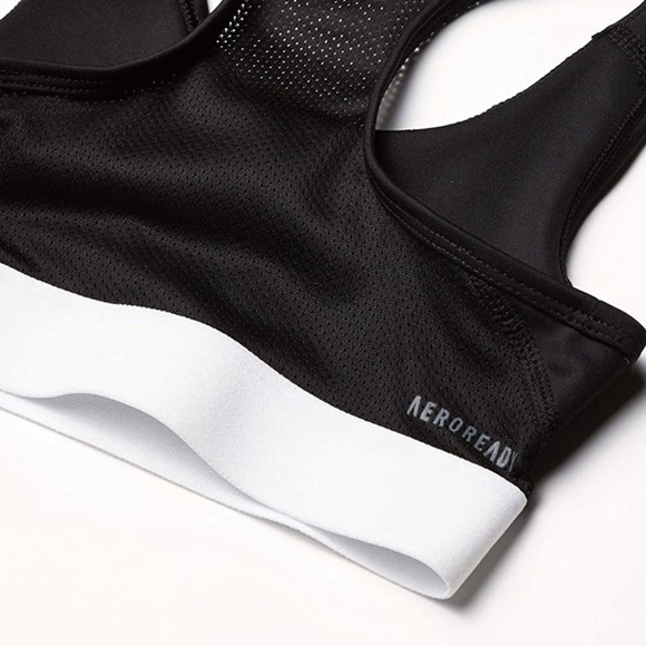 NWT Adidas Girls Climacool Don’t Rest Mesh Logo Sports Bra In Black/White - Picture 2 of 7